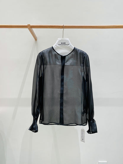 High-End Flared Sleeve Round Neck Women's Shirt