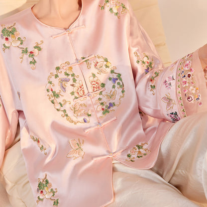 2026 Autumn New Chinese Style Printed Embroidered Acetate Coat for Women