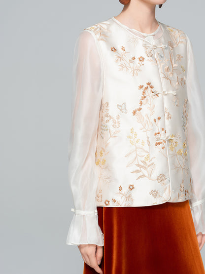 High-End Embroidered Sleeveless Vest for Women