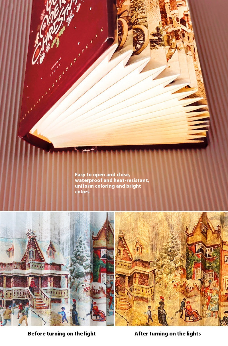 Creative 3D Night Light Foldable Fan Book Lamp for Bedroom