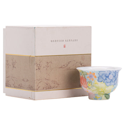 Jingdezhen Hand-Painted Underglaze Master Tea Cup Threaded Design