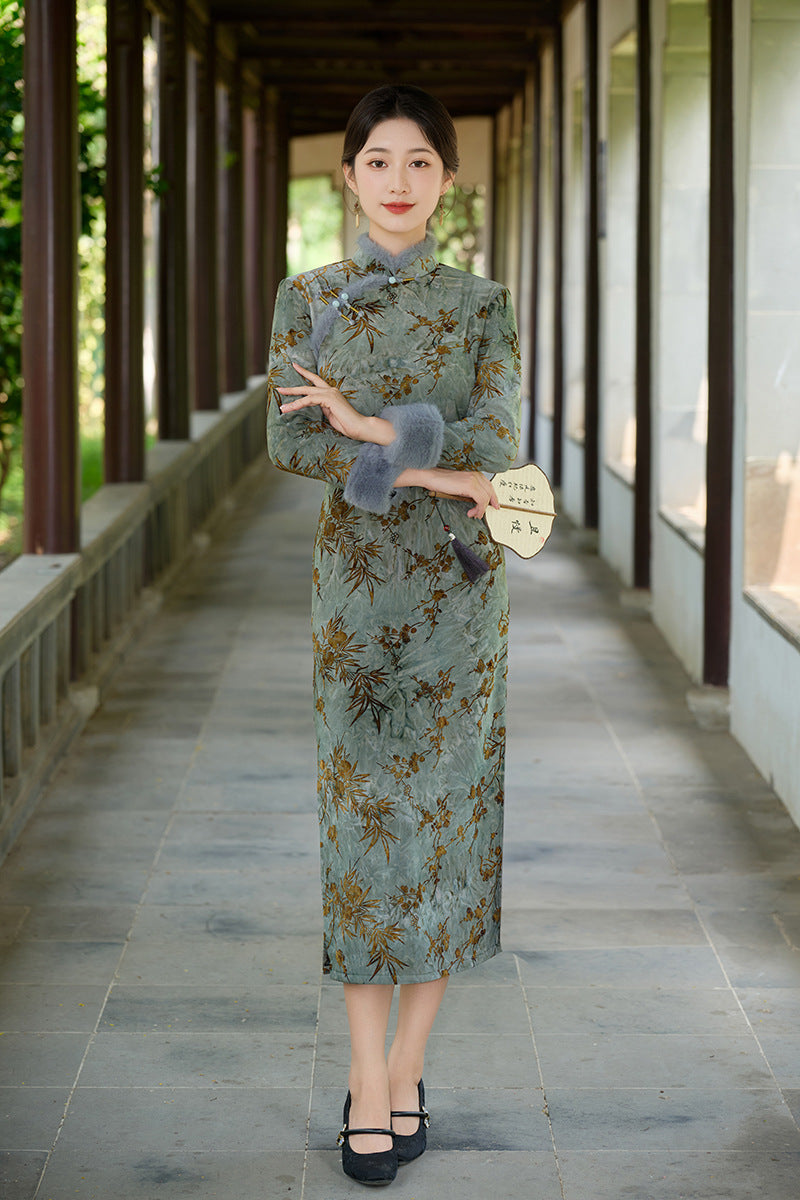 Old Shanghai Style Qipao – Elegant Autumn Winter Daily Wear