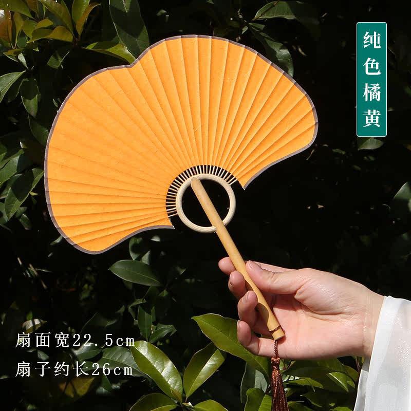 Handmade Ginkgo Leaf Xuan Paper Round Fan — Classical Chinese Style