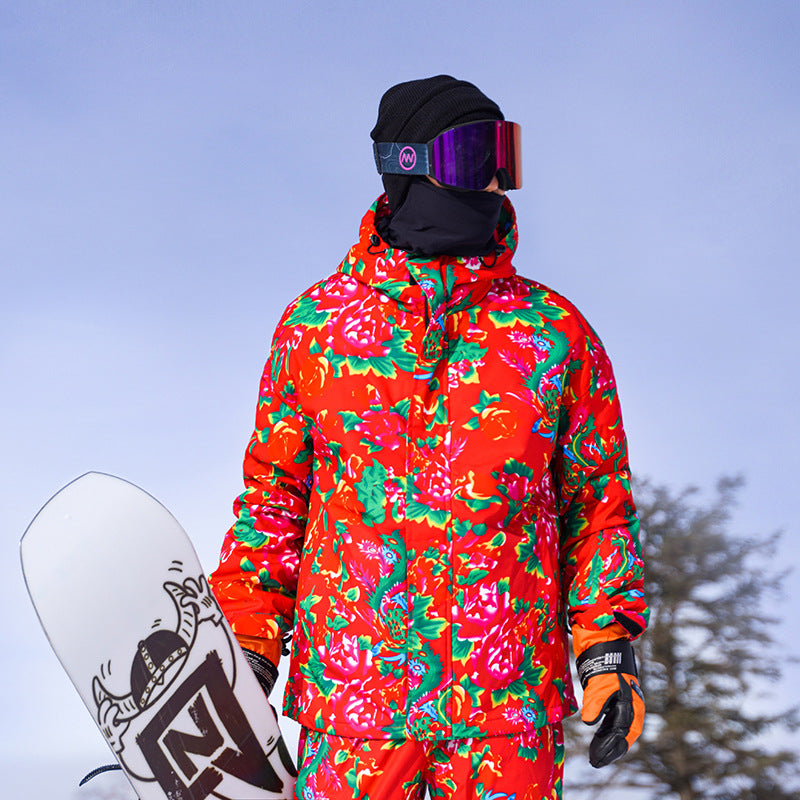 Northeast Large Floral Cotton Jacket Fleece Lined Warm Winter Coat