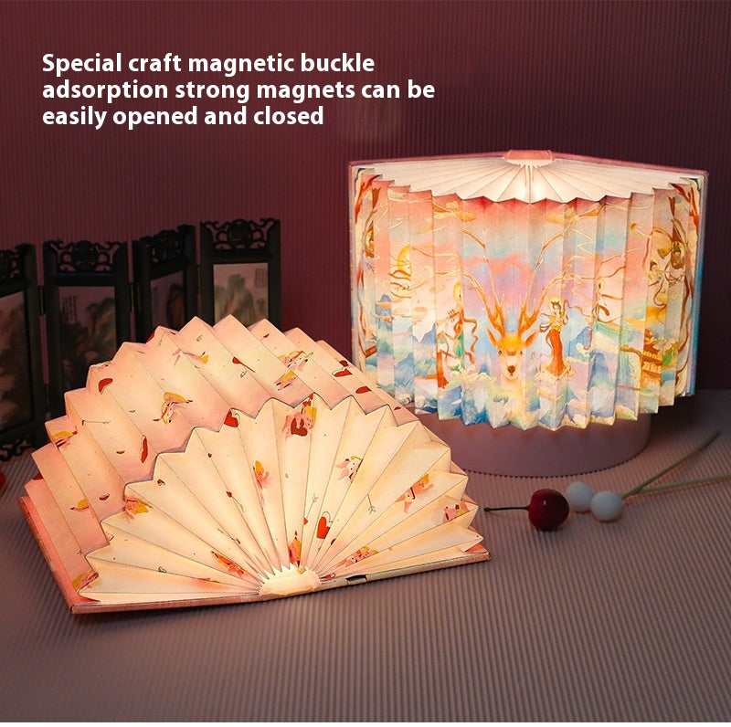 Creative 3D Night Light Foldable Fan Book Lamp for Bedroom