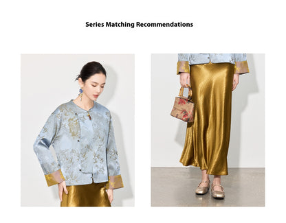 High-End Elegant Jacquard Long Sleeve Top