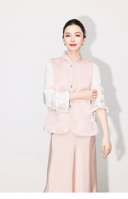 High-End Elegant Jacquard Vest Top for Women