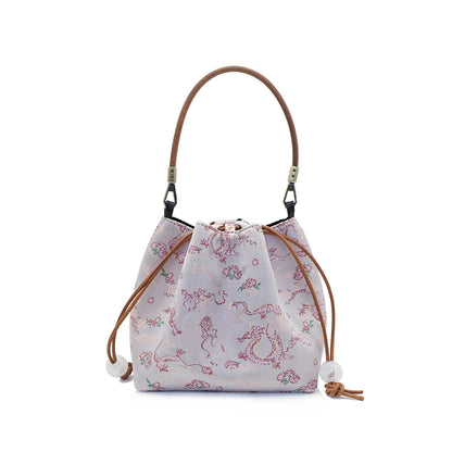Creative Song Brocade Bucket Bag — New Chinese Style Hanfu Handbag for Women