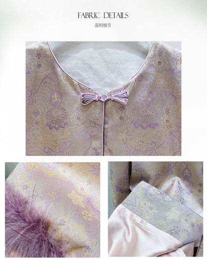 Stylish Satin Jacket with Unique Furry Sleeves