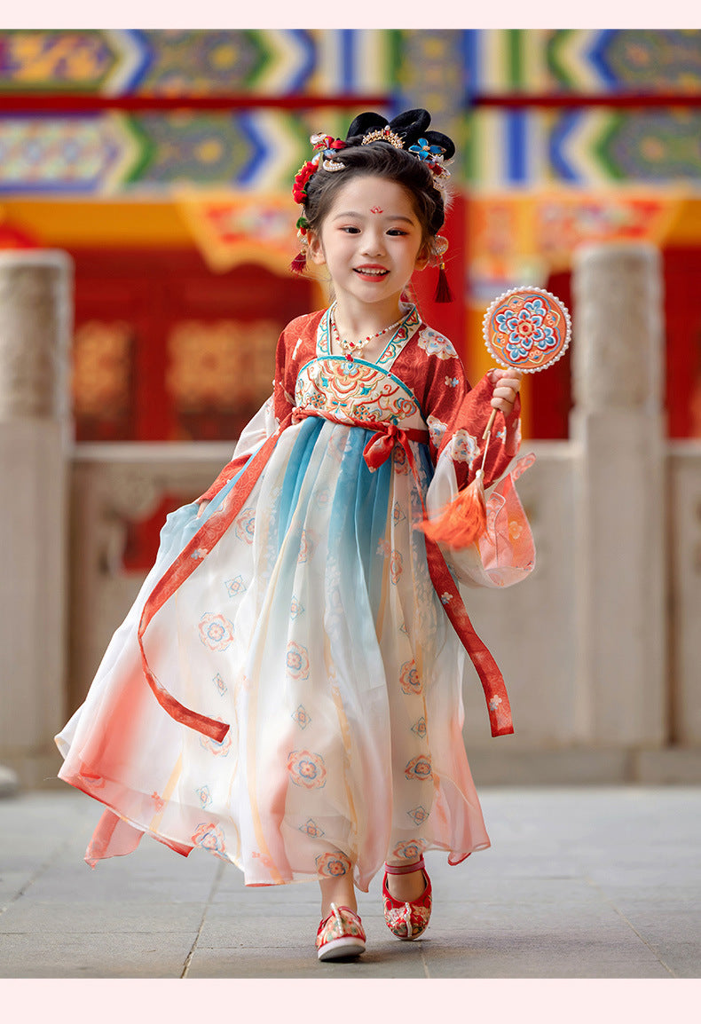 Girls’ Spring Autumn Hanfu | High-End Fairy Ru Skirt National Style Dress