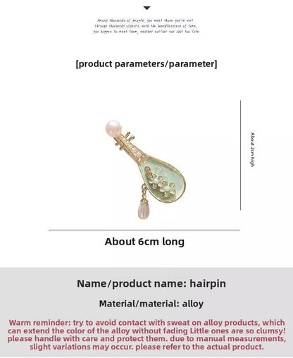 Rose Pipa Hair Clip Chinese Style Side Bang Clip Vintage Hairpin