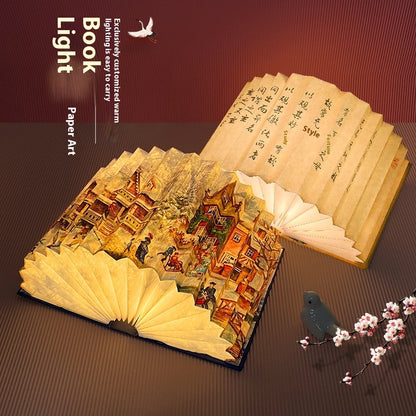 Creative 3D Night Light Foldable Fan Book Lamp for Bedroom