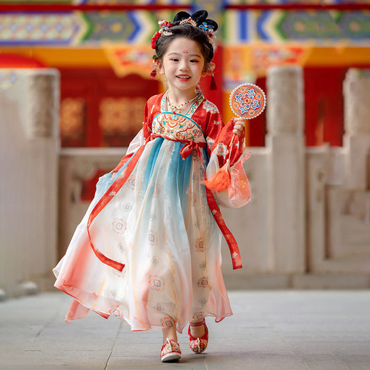 Girls’ Spring Autumn Hanfu | High-End Fairy Ru Skirt National Style Dress