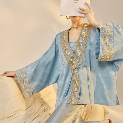 High-End National Style Beaded Jacket | Elegant Light Luxury Jacquard Top