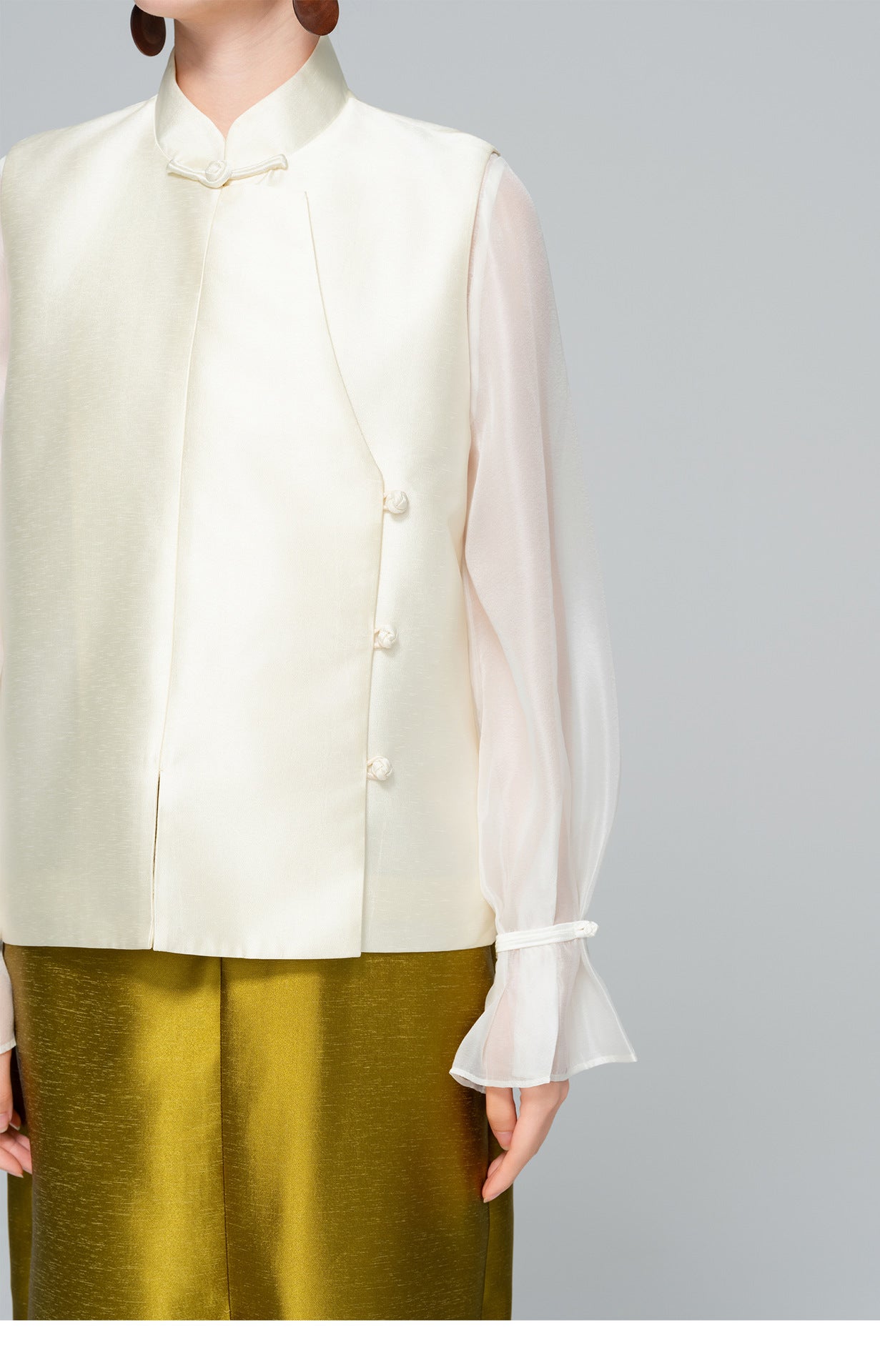 Layered Sleeveless Vest with Side Slit for Women