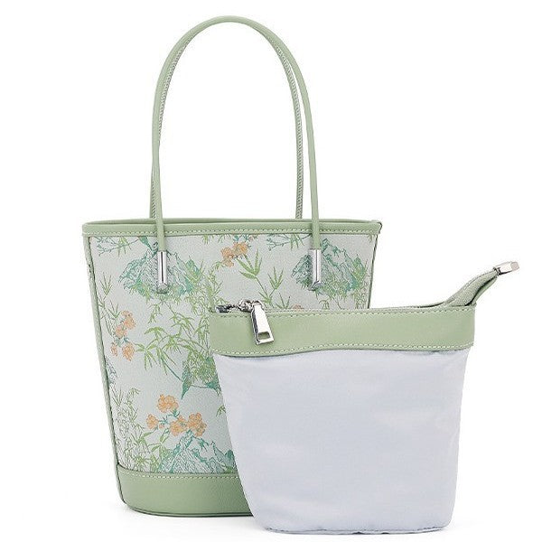 Song Brocade Silk Bucket Bag New Chinese Style Shoulder Crossbody Bag for Women