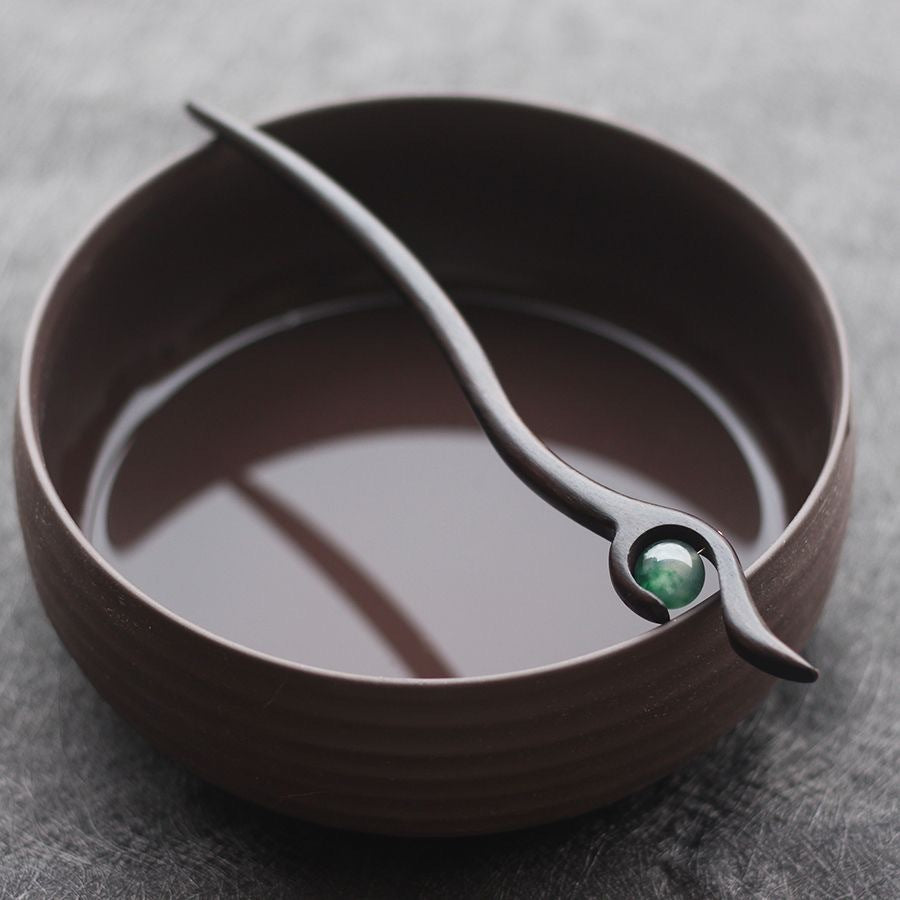Ancient Style Hanfu Hairpin Travel Versatile Green Beads Ebony Hairpin