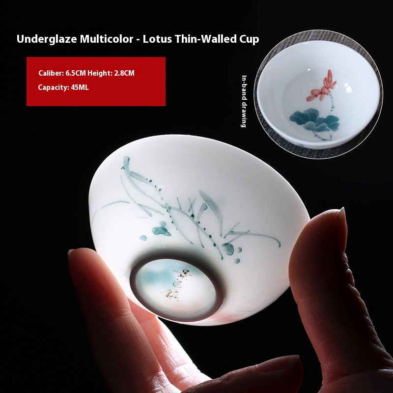 Hand-Painted Blue and White Porcelain Master Tea Cup Jingdezhen