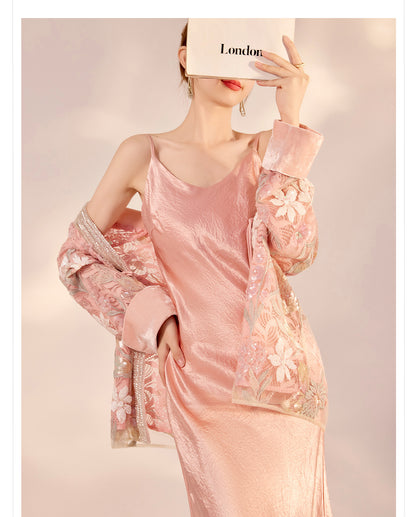 Spring New Chinese Style Velvet Sequin Embroidered Mesh Blouse