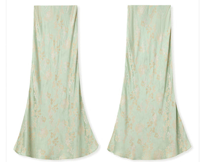 High-End Embroidery Stand Collar Vest & Jacquard Mermaid Skirt