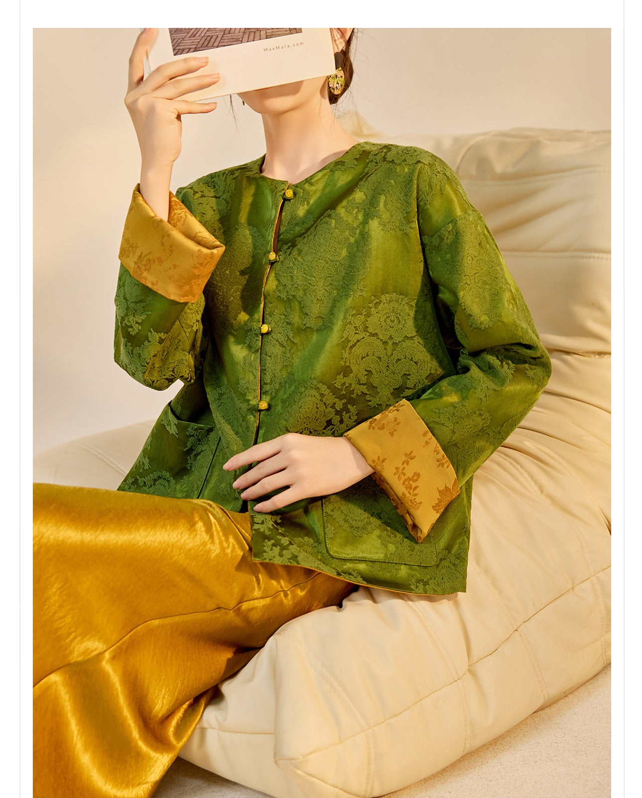 New Chinese Style Reversible Jacquard Elegant Top