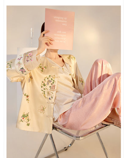 2026 Autumn New Chinese Style Printed Embroidered Acetate Coat for Women