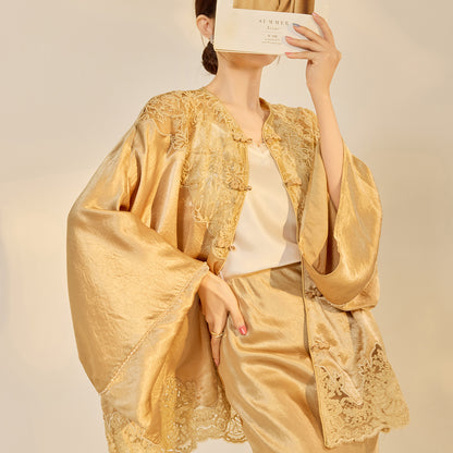 New Chinese Style Embroidered Jacket Skirt Set | Heavy Bead Lace Patchwork