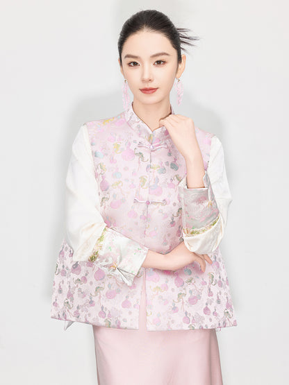 Stylish Retro Jacquard Vest Top for Women