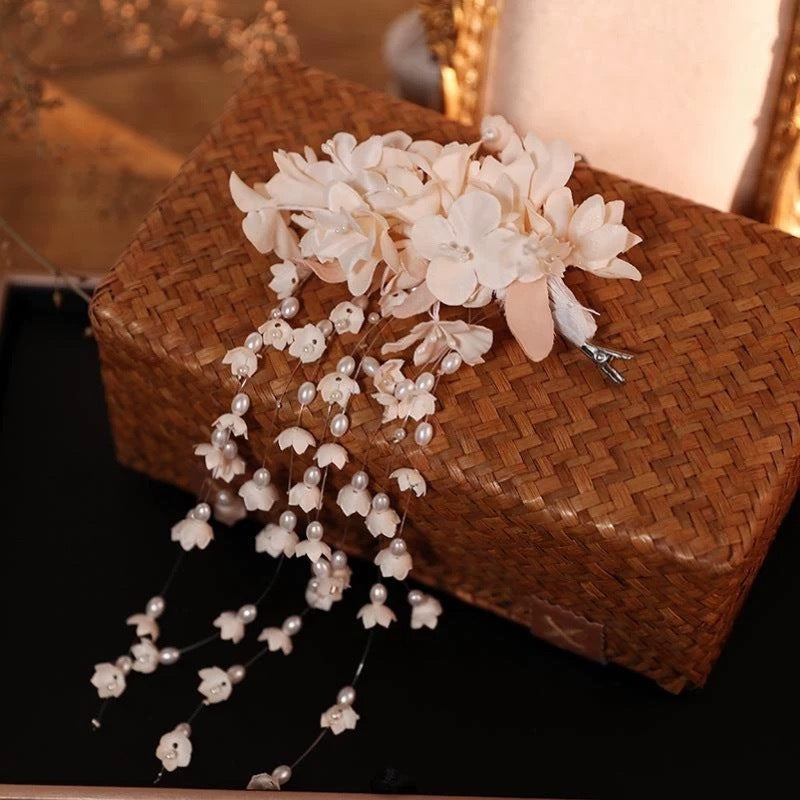 Lily of the Valley Tassel Hair Clip Chinese Bridal Vintage Hairpiece