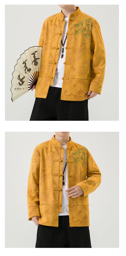 Mens Chinese Tang Suit Retro Hanfu Loose Plus Size Velvet Coat