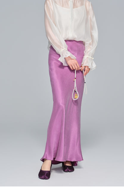 Elegant Light National Style Copper Ammonia Silk Skirt