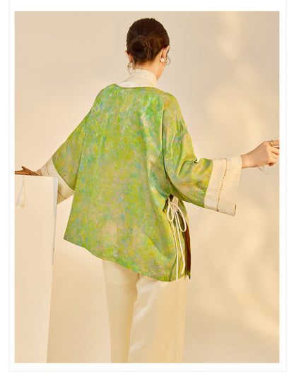 Early Autumn New Chinese Style Silk Lace-Up Short Coat | Retro Thin Top for Women