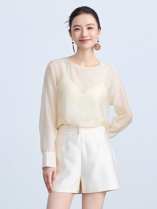 Elegant Round Neck Women's Blouse