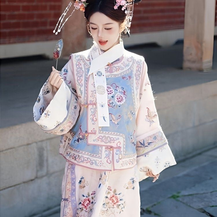 Qing Dynasty Princess Hanfu Gege Outfit – Palace Cheongsam Two-Piece Set