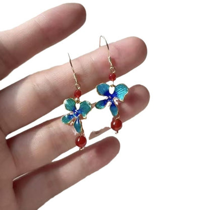 Burnt Blue Red Glaze Earrings | Ancient Style Ming Dynasty Hanfu Cheongsam Accessory