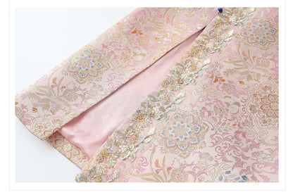 Elegant Beaded Asymmetrical Vest & High Waist Skirt Set