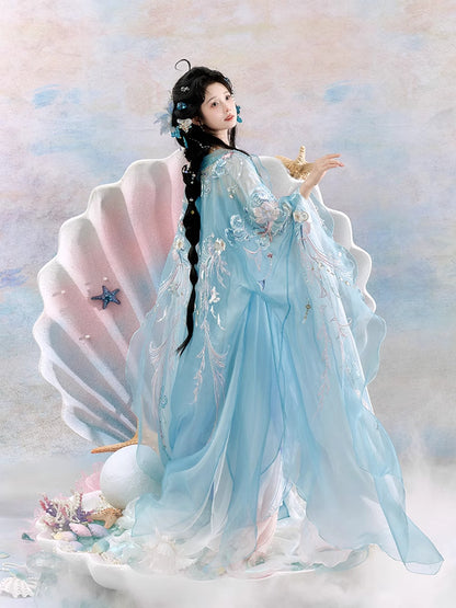 Fairy Tang Hanfu — Heavy Embroidery Large Sleeve Slip Dress for Women