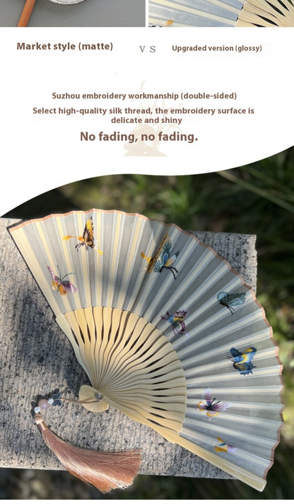 Handmade Suzhou Embroidery Folding Fan — Chinese Style Craft Gift