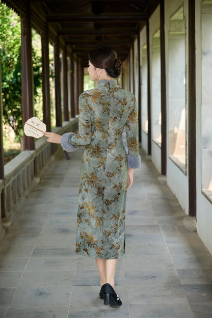 Old Shanghai Style Qipao – Elegant Autumn Winter Daily Wear