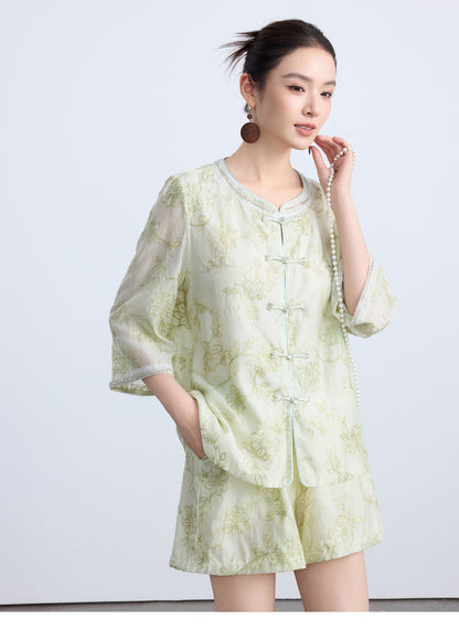 Luxury Embroidered Chinese Style Two-Piece Outfit