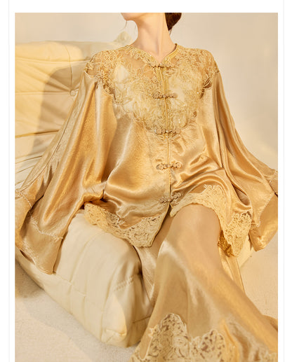 New Chinese Style Embroidered Jacket Skirt Set | Heavy Bead Lace Patchwork