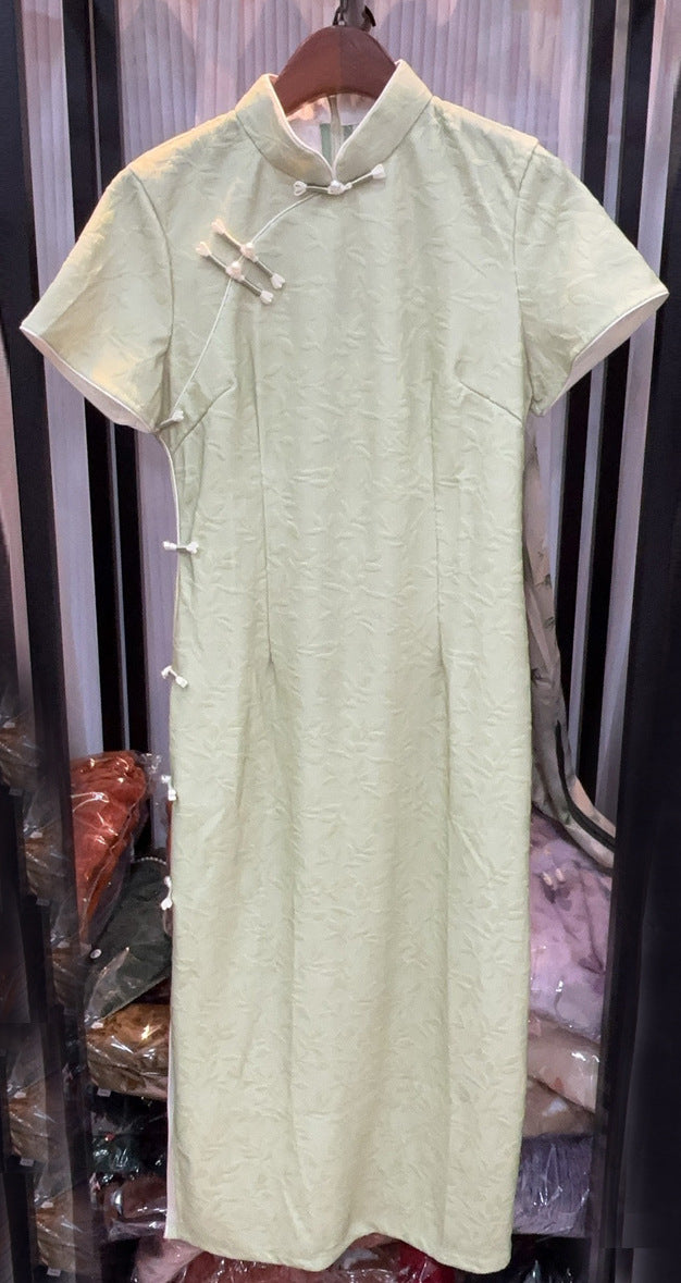 Yellow Cheongsam 2025 – Summer Petite Elegant Daily Dress