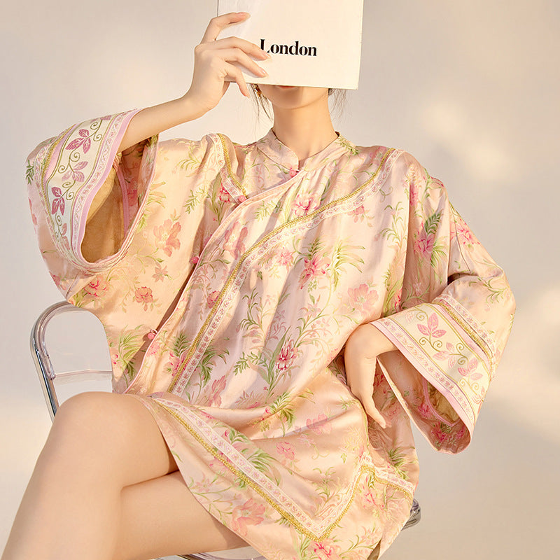 2026 Summer New Chinese Style Printed Rayon Loose Elegant Blouse