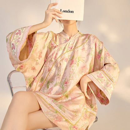 2026 Summer New Chinese Style Printed Rayon Loose Elegant Blouse