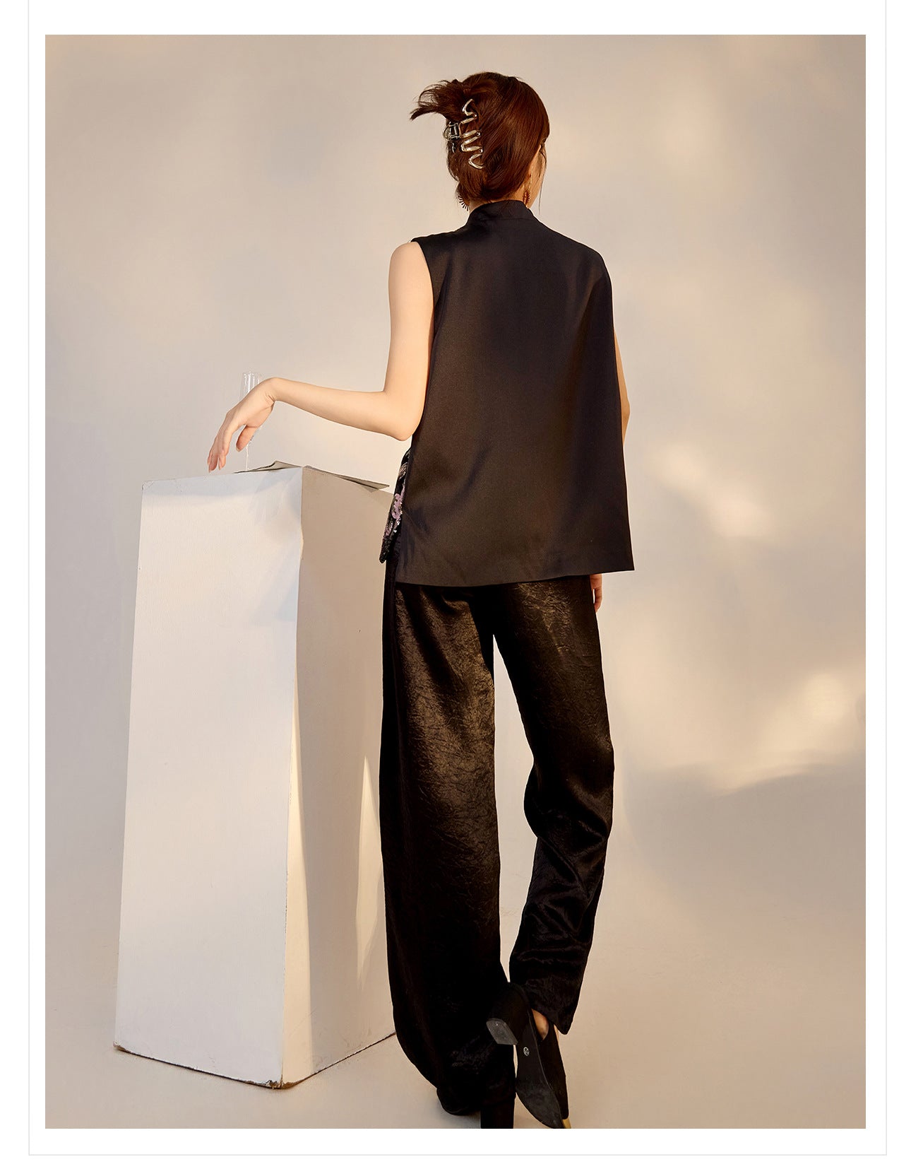 Summer Sequin Asymmetrical Vest Top High-End National Style