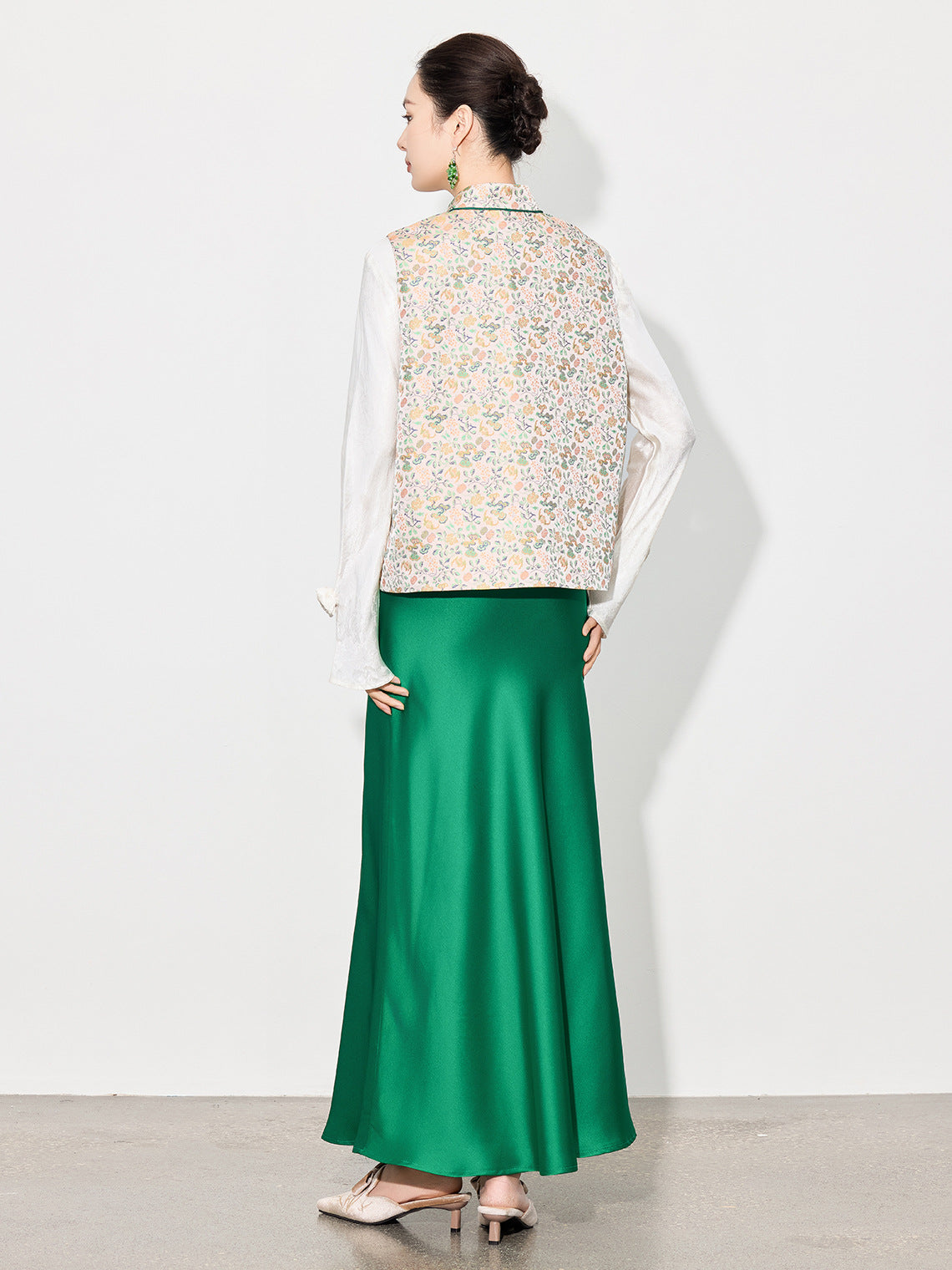 High-Waist Glossy Asymmetrical Mermaid Half Skirt