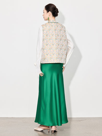 High-Waist Glossy Asymmetrical Mermaid Half Skirt