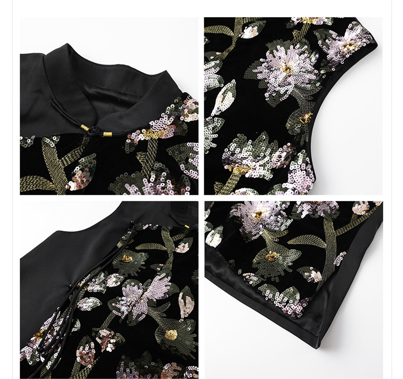 Summer Sequin Asymmetrical Vest Top High-End National Style