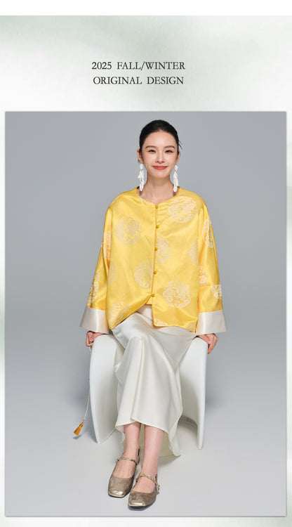 Light Mulberry Silk Jacquard Jacket for Women