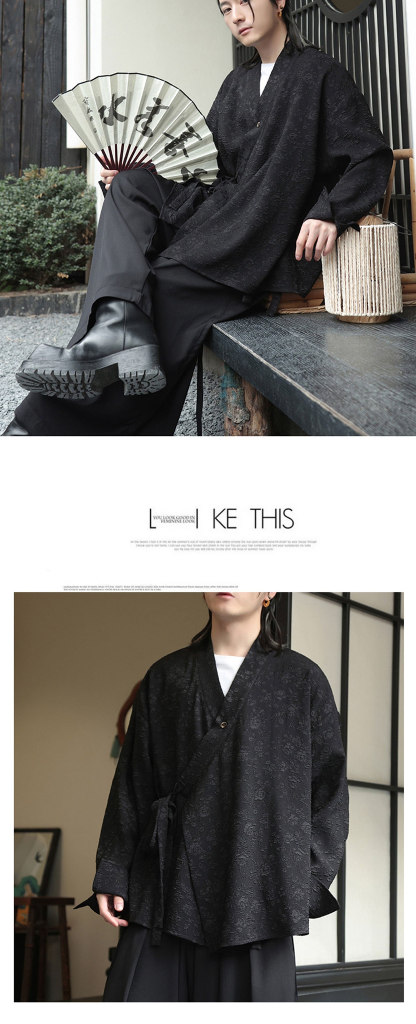 Mens Chinese Style Cardigan Hanfu Button Up Cotton Linen Jacket